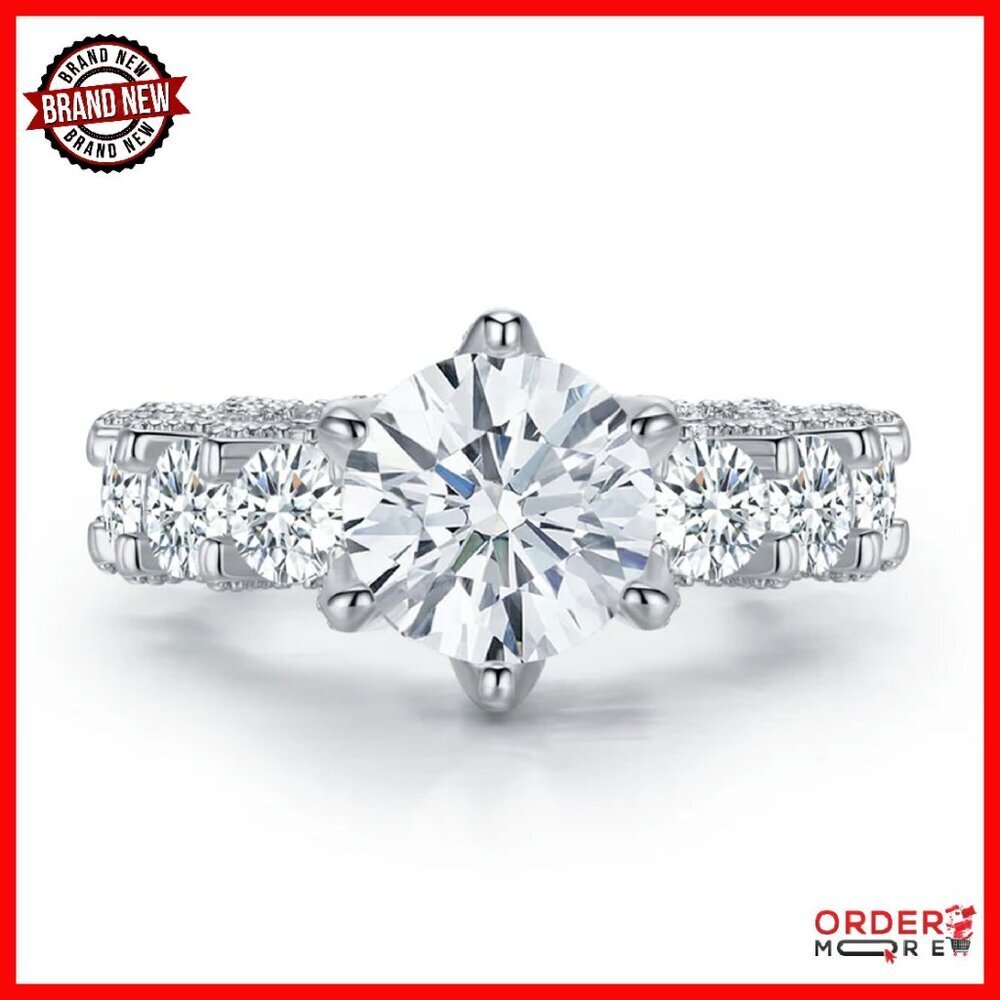 4ct Moissanite Flower Ring 925 Sterling Silver Engagement Anniversary Gift